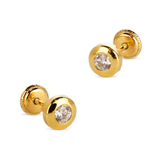 ROUND WITH CUBIC ZIRCONIAN EARRINGS IN 18K YELLOW GOLD