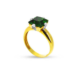 LADIES RING WITH COLORED STONE 18K TWO-TONE GOLD