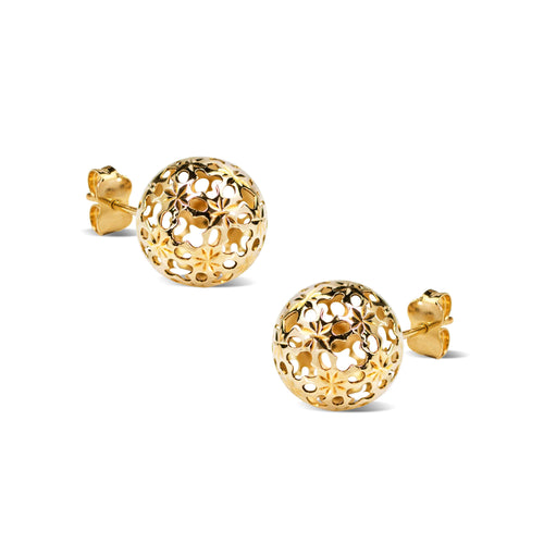 HALLOW BALL EARRINGS IN 14K YG