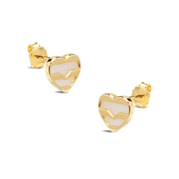 HEART WITH MOTHER OF PEARL EARRINGS IN 14K YG