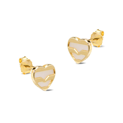 HEART WITH MOTHER OF PEARL EARRINGS IN 14K YG