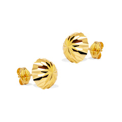 F&C JEWELRY DIAMOND CUT THREADED EARRINGS IN 18K YELLOW GOLD