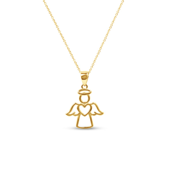 ANGEL HEART PENDANT WITH CHAIN IN 18K YELLOW GOLD
