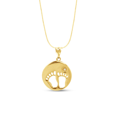 FOOTPRINT PENDANT WITH CHAIN IN 18K YELLOW GOLD