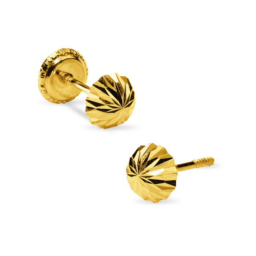 DIAMOND CUT THREADED EARRINGS IN 18K YELLOW GOLD