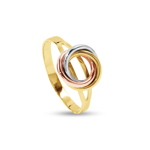 TRI-COLOR WRAPPED RING IN 18K GOLD