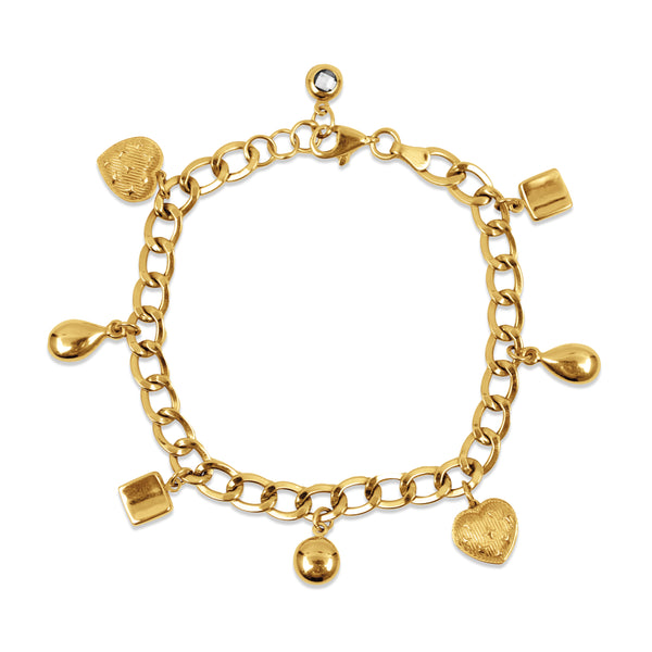 BRACELET WITH CHARMS IN 18K YELLOW GOLD