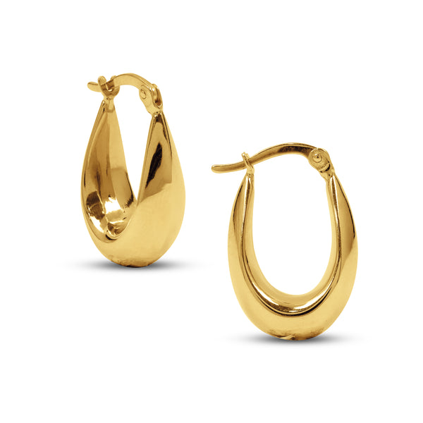 TAPERED PUFFED OVAL HOOP EARRING IN 18K YELLOW GOLD