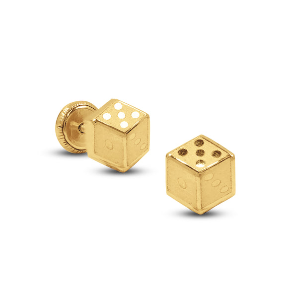 DICE THREADED EARRING IN 18K YELLOW GOLD