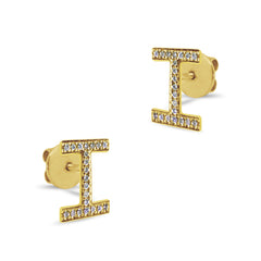 INITIAL WITH DIAMOND EARRINGS IN 14K YELLOW GOLD