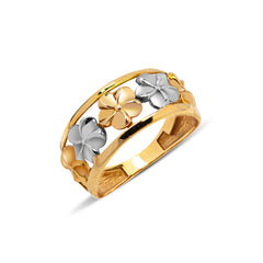 TWO-TONE FLORAL RING IN 18K GOLD
