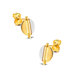 TWO-TONE OVAL EARRING IN 18K GOLD