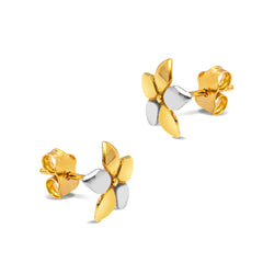 TWO-TONE FLOWER EARRINGS IN 18K GOLD