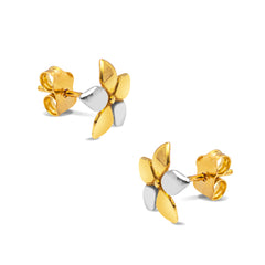 TWO-TONE FLOWER EARRINGS IN 18K GOLD