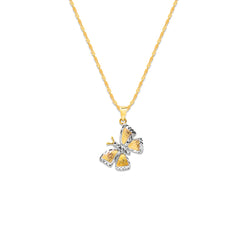 TWO-TONE BUTTERFLY PENDANT WITH TWISTED GUCCI CHAIN IN 14K GOLD