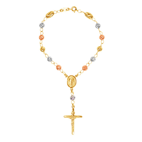 TRI-COLOR ROSARY BRACELET IN 18K GOLD