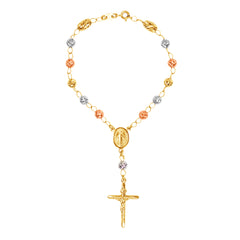 TRI-COLOR ROSARY BRACELET IN 18K GOLD