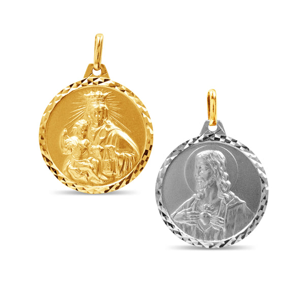 TWO-TONE MOUNT CARMEL & SACRED HEART IN 14K GOLD