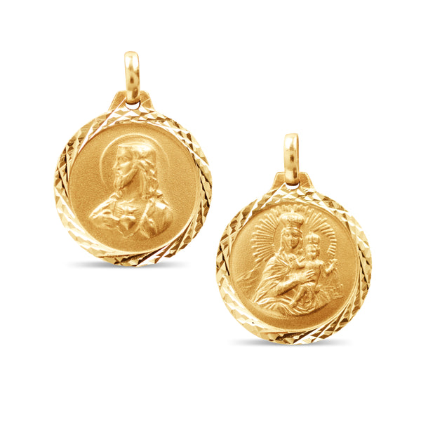 MOUNT CARMEL & SACRED HEART MEDAL IN 14K YELLOW GOLD