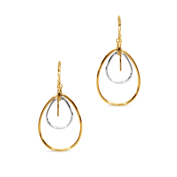 TWO TONE DANGLING EARRING IN 18K GOLD