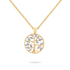 TREE PENDANT WITH CHAIN TWO TONE IN 14K GOLD
