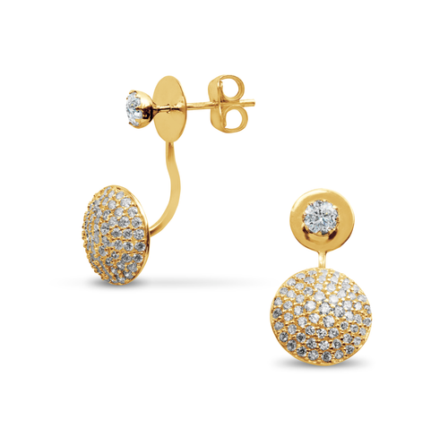 TWO IN ONE DANGLING EARRING WITH CUBIC ZIRCONIAN IN 18K YELLOW GOLD