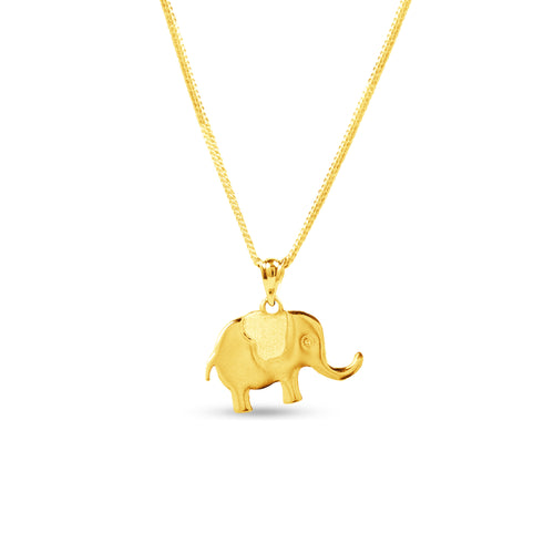 ELEPHANT HEART PENDANT WITH FOXTAIL CHAIN IN 18K YELLOW GOLD