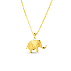 ELEPHANT HEART PENDANT WITH FOXTAIL CHAIN IN 18K YELLOW GOLD