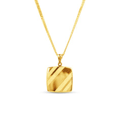 SQUARE PENDANT WITH BARB CHAIN IN 18K YELLOW GOLD
