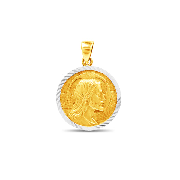 TWO-TONE JESUS FACE MEDAL IN 18K GOLD