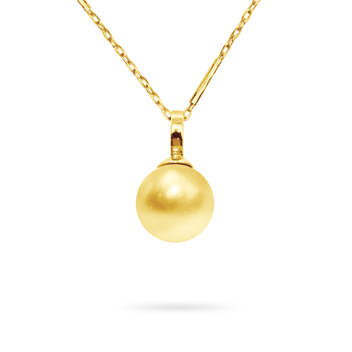 ROUND GOLD SOUTH SEA PEARL NECKLACE IN 14K YELLOW GOLD