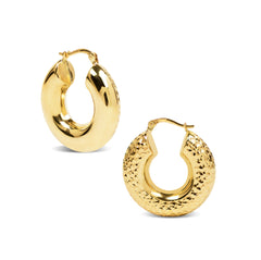 TEXTURED CREOLLA EARRINGS IN 14K YELLOW GOLD