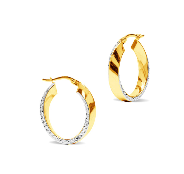 TWO-TONE TEXTURED CREOLLA IN 18K GOLD