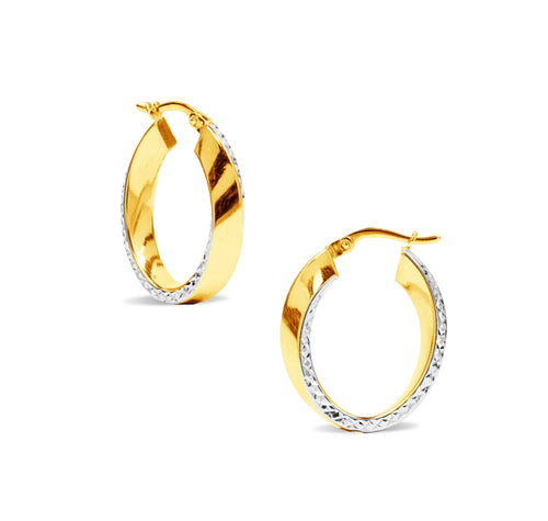 TWO-TONE TEXTURED CREOLLA IN 18K GOLD