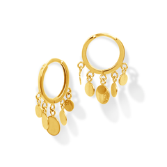 LOOP EARRING WITH CIRCLE CHARMS IN 18K YELLOW GOLD