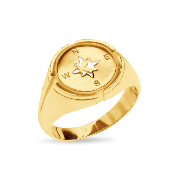 COMPASS MEN'S RING IN 18K YELLOW GOLD