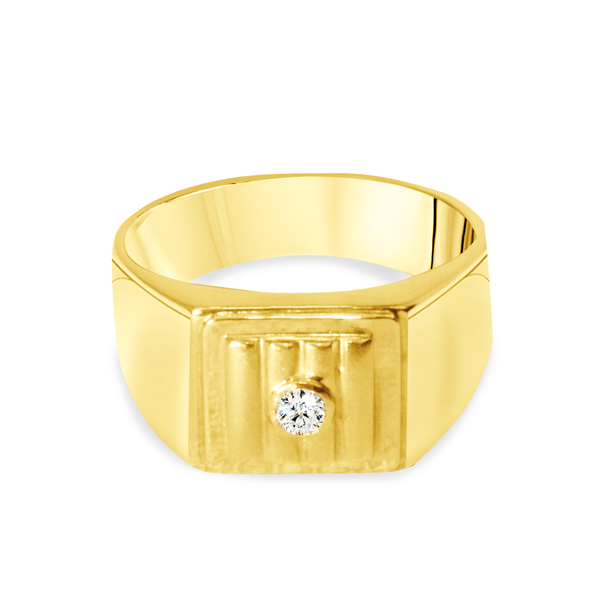 SOLO DIAMOND MENS RING IN 14K YELLOW GOLD