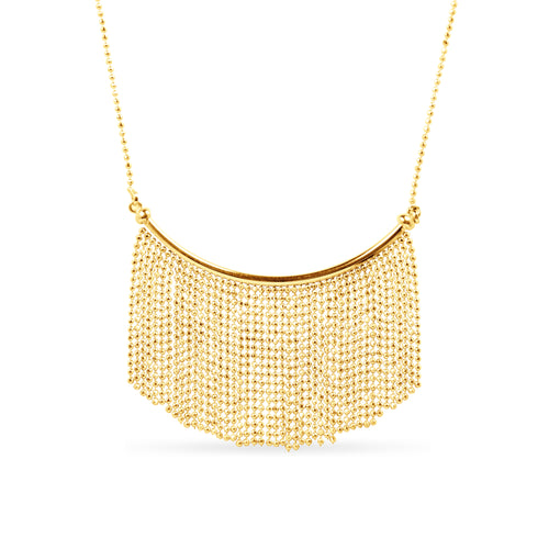 POLISHED TAPERED FRINGE BEADS CHOKER NECKLACE IN 18K YELLOW GOLD