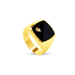 MEN'S RING WITH BLACK ONYX IN 18K YELLOW GOLD