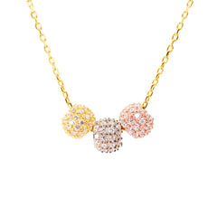 CHOKER NECKLACE WITH DIAMONDS BALL TRI-COLOR IN 18K GOLD
