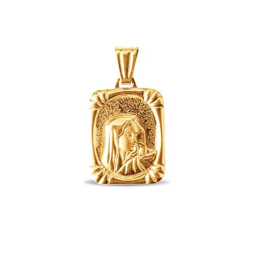 MARY WITH FRAME PENDANT IN 18K YELLOW GOLD