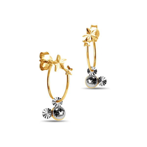 DETACHABLE STAR EARRING  WITH CHARM IN 14K ITALIAN GOLD