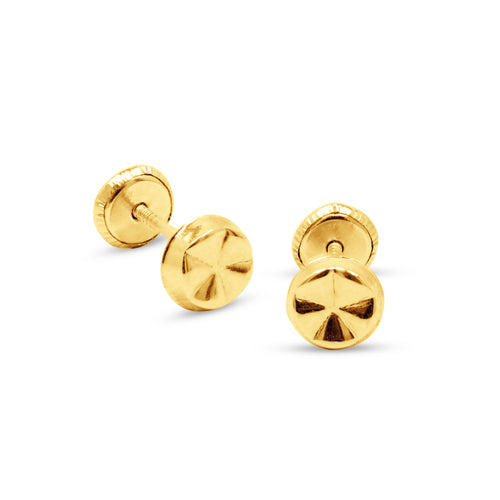 ROUND THREADED WITH DESIGN EARRINGS IN 18K YELLOW GOLD