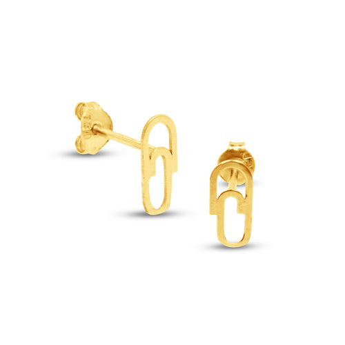 PUSH AND PULL LOCK EARRINGS WITH PAPER CLIP IN 18K YELLOW GOLD