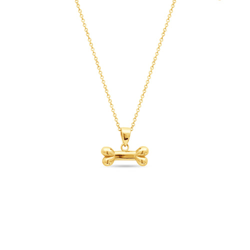 DOG BONE PENDANT WITH CABLE CHAIN IN 18K YELLOW GOLD