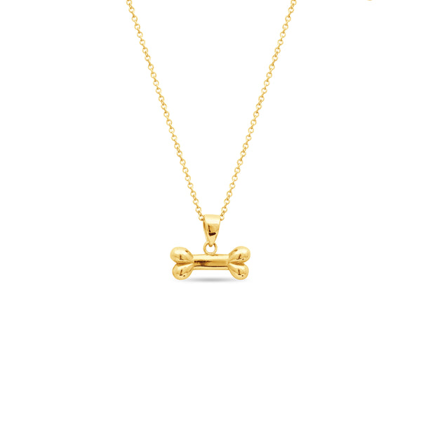 DOG BONE PENDANT WITH CABLE CHAIN IN 18K YELLOW GOLD