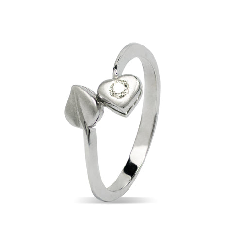 HEART WITH LEAVES RING IN 14K GOLD