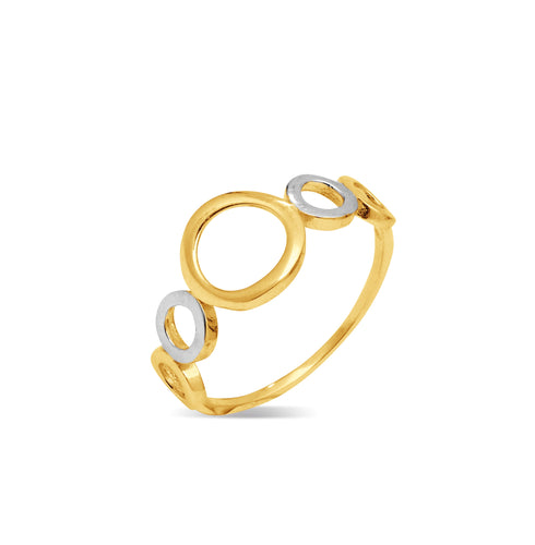 ROUND TWO-TONE LADIES RING IN 18K GOLD