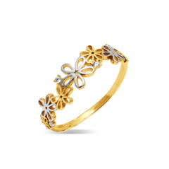 FLOWER TWO TONE LADIES RING IN 18K GOLD