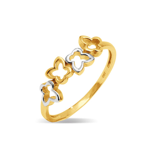 BUTTERFLY TWO-TONE LADIES RING IN 18K GOLD